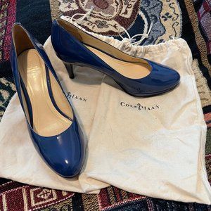 Cobalt Blue Cole Haan Patent-Leather Heels, Size 7.5